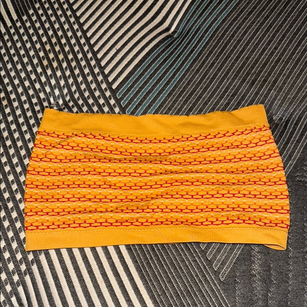 Yellow and Red Patterned Women's Skirt